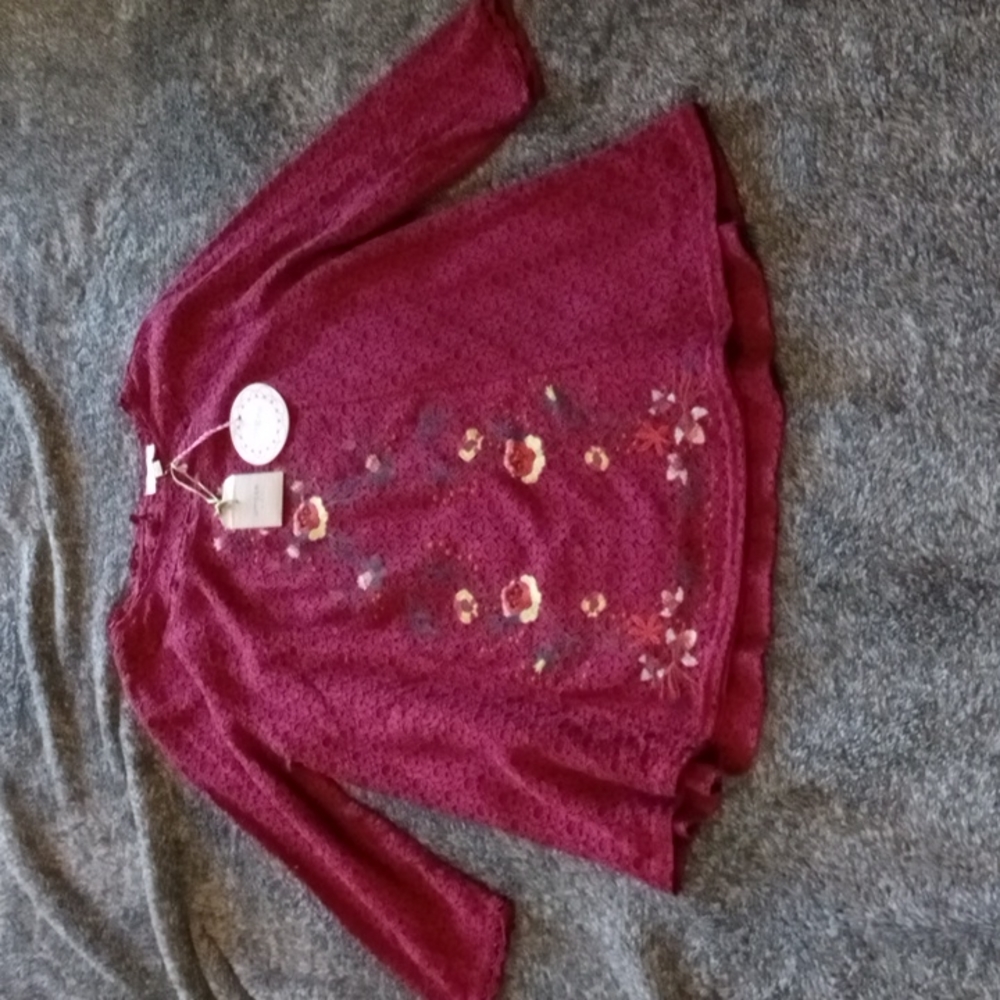 Umgee burgundy lace embroidered top